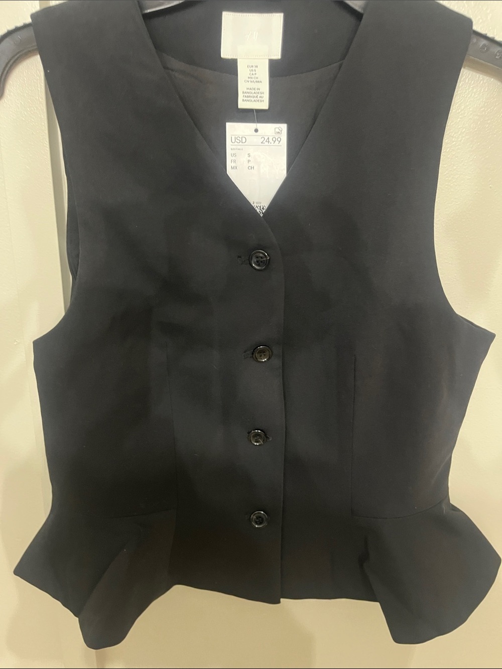 H&M Black Sleeveless Peplum Button-Down Top - Picture 4 of 6